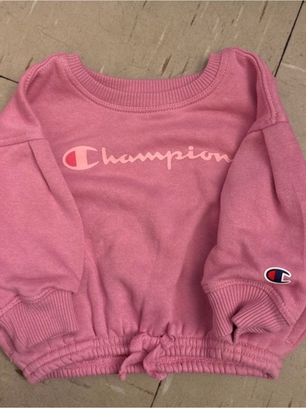 Baby girl Champion Pink Crewneck Pullover with Logo